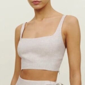 Reformation France Linen Crop Top in Oatmeal 6